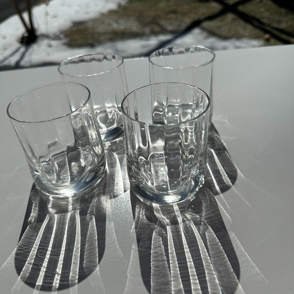 9140-4 EA. VINTAGE MOUTH BLOWN,  HAND CRAFTED OPTIC DIMPLED OLD FASHI - set of 4